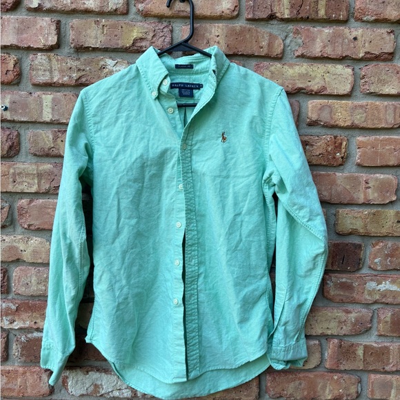 Ralph Lauren Tops - RALPH LAUREN CLASSIC FIT 4 PASTEL GREEN LONG SLEEVE BUTTON DOWN SHIRT GUC BROWN